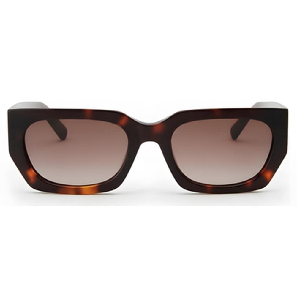 Bold Angular Modern Womens Brown Lens Tortoise Rectangle Sunglasses - Picture 2 of 3